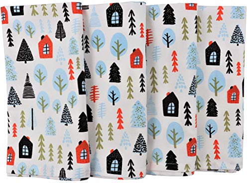 Crabtree Collection Deluxe Holiday Cotton Thanksgiving Christmas Table Linens, Bright Colors for Kitchens and Dining Rooms - (Winter Home Napkin Set) - Thumbnail 4