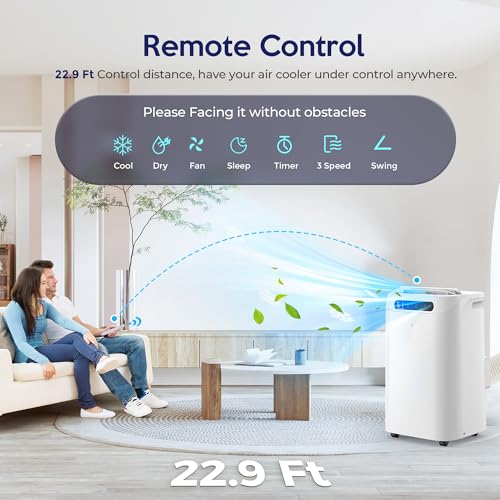Image of 14000 BTU Portable Air Conditioners, Remote Control, 3 in 1 Free Stand Smart Cooling Portable AC Unit with Dehumidifier, Fan, Cools Room up to 700 sq.ft, 24H Timer, Windows Sealing Kit
