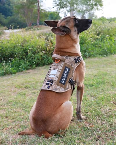 Image of PETNANNY Tactical Dog Harness Reflective with ID Card,Service Dog Vest Harness for Medium Large Dogs,Emotional Support Vest with Padded Handle,2 Reflective Patches for Training Hunting(Desert Camo,M)