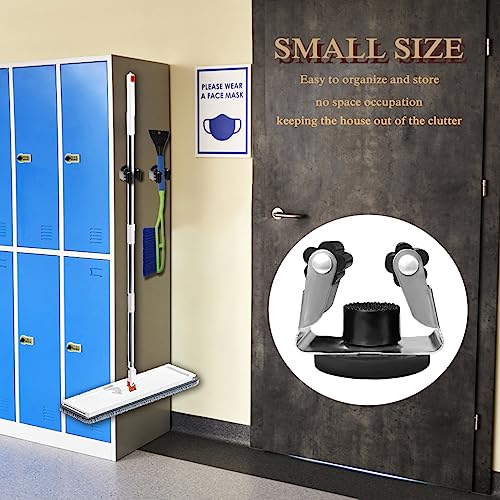 Magnetischer Mopp-Besen-Halter, Wandhalterung, 2 Stück, bewegliche Wandmontage, Besen-Clip, Mopp-Greifer, kein Bohren, magnetischer Besen, Mopp-Gestell, Aufhänger für Zuhause, Bad, Garage, Garten