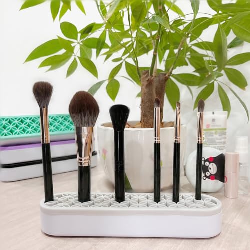 Image of TANG SONG 2 PCS Silicone Make up Brush Holder Cosmetic Storage Box Desktop Organizers (Gray) (Pack of 2)
