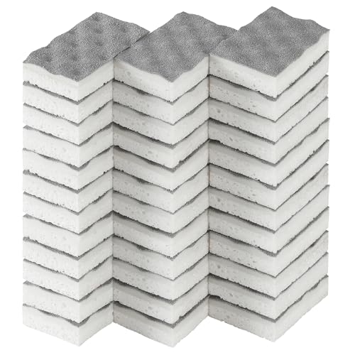 Image of JOYMOOP Textured Clean Sponges, Dual-Sided Non-Scratch Soft Scrub Dish Sponge, Safe for Non-Stick Cookware, Kitchen and Household Cleaning, 36 Pack [Grey & White]
