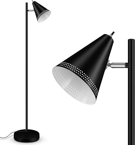 BoostArea Lámpara de pie industrial, lámpara de pie LED de poste con pantalla de metal, lámparas de pie de esquina simples para sala de estar,