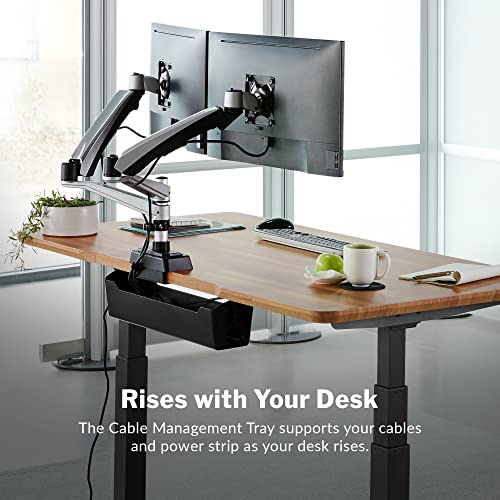 Vari Cable Management Tray - Under Desk Cord & Wire Organizer - Ideal for Home Office Sit Stand Desks - Fits Adjustable Electric Standing Desk 48x30, 60x30, 60x24, 72x30 - Easy Assembly (Black)