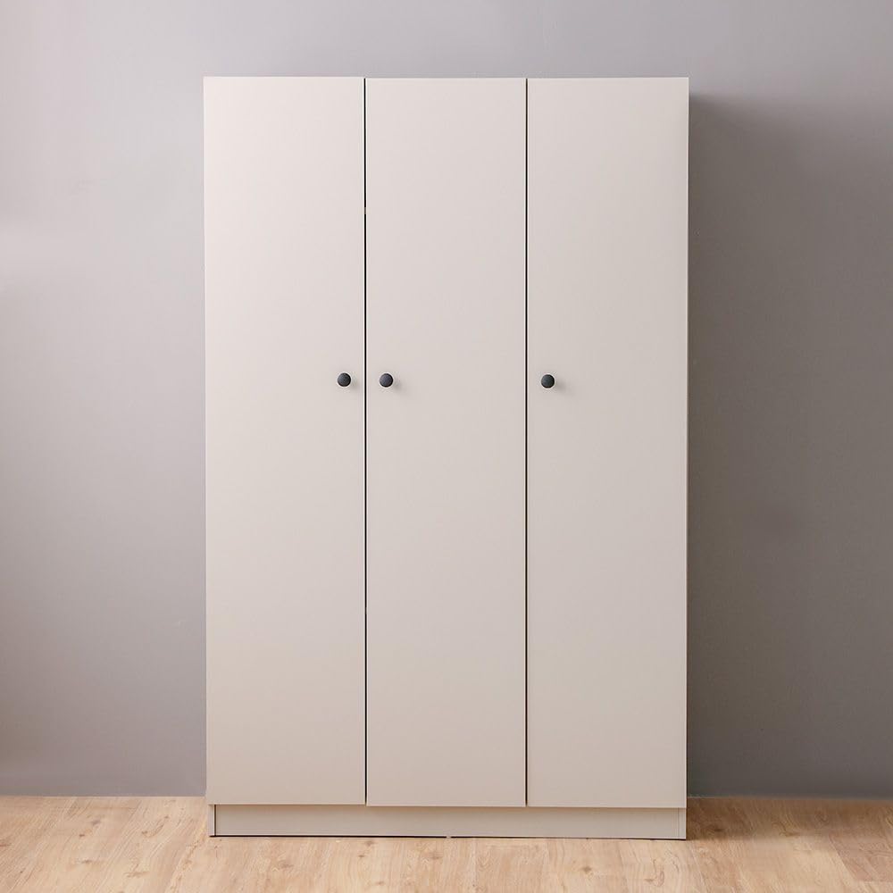 Danube Home Multipurpose 3 Door Tall Wardrobe Deep & Thick Panel | Extra Sturdy Closet, Clothes Storage Cupboard | Modern Design Space Saving Swing Door Cabinet For Bedroom L120xW52xH190cm - Grey