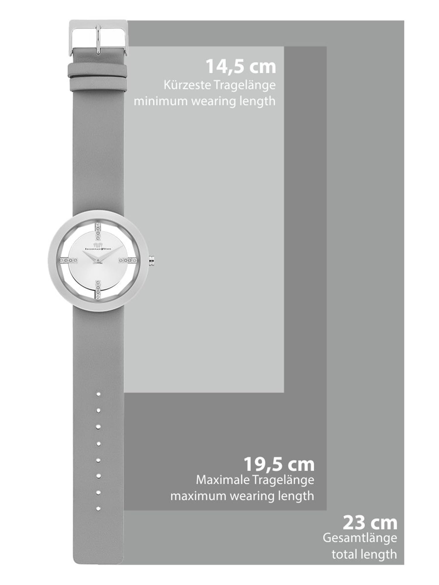 Rhodenwald & Söhne Lucrezia Damenuhr Edelstahl Silber 3 ATM Quarzwerk | verziert mit Kristallen,Echtlederarmband,grau,Fashionuhr,analog,Frauen,Skeletonoptik,Mineralglas