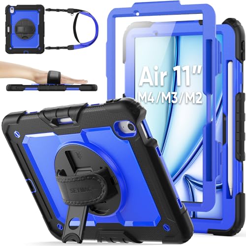 Coque iPad Air 11 Pouces antichoc SEYMAC stock avec protection d'écran intégrée bleu