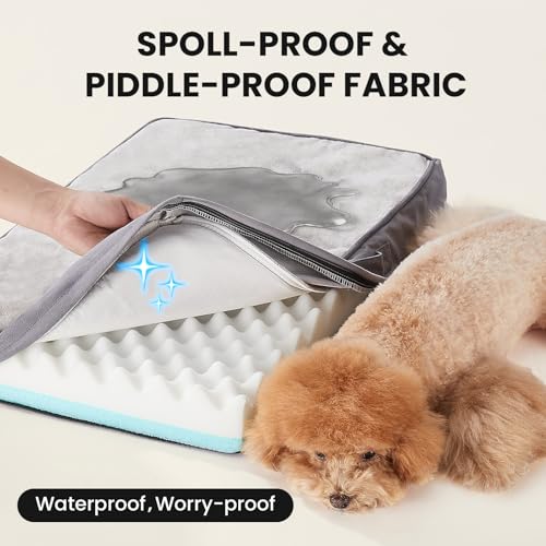 OhGeni Orthopedic Waterproof Small Dog Bed, Memory Foam, 24 inch(Gray) by OhGeni - Image 6