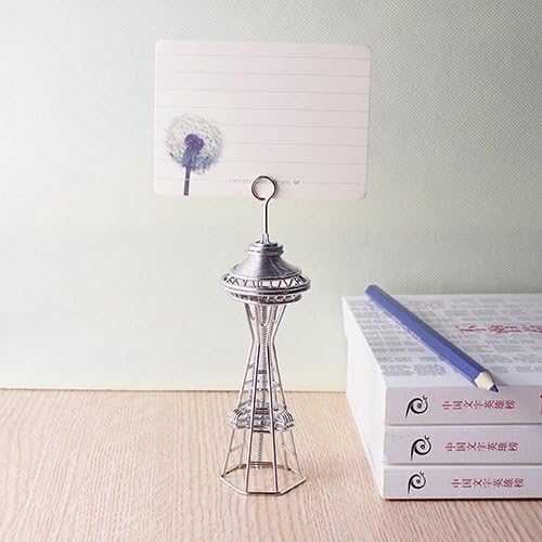 Seattle Space Needle Memo and Photo Clip Made of Steel Wire 5 Inches Tall Architectural Replica Model