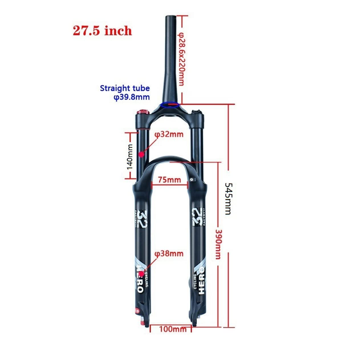 Widelec amortyzowany pneumatyczny MTB 26/27,5/29 cali z ręcznym/zdalnym blokadą, 120 mm skok sprężyny, regulacja odbicia, szybkie zwolnienie, widelec ze stopu magnezu 9 mm (kolor: zdalny, rozmiar 27,5