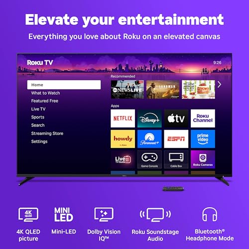 Image of Roku Smart TV - 75-Inch Pro Series, Mini-LED TV - RokuTV with Backlit Voice Remote Pro - Flat Screen 4K QLED Television with 120Hz Refresh Rate & Dolby Vision IQ, Live News, Sports, Entertainment