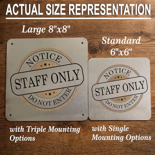 Image of STAFF ONLY Sign, 8x8 Inch, Durable Steel, Dual Mount