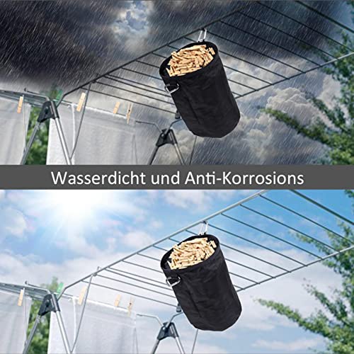 Clothes Peg Bags with Hanger, Peg Bag with Drawstring, Multi-Functional Clothespins Storage Cylinder Bag, Hanging Hook, Waterproof Peg Bag for Washing - Image 4