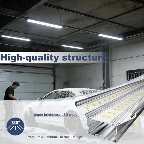 Image of Linkable LED Shop Lights 4FT - 2 Pack 50W Hanging 7000LM Bright Led Shop Light, 6500K Daylight White Linkable 4FT Led Shop Lights for Workshop Garage Lighting Factory Warehouse Shop (ETL Listed)