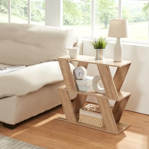 [en.casa] Table d'appoint polyvalente avec 2 étagères - Bout de canapé, table de chevet, table...