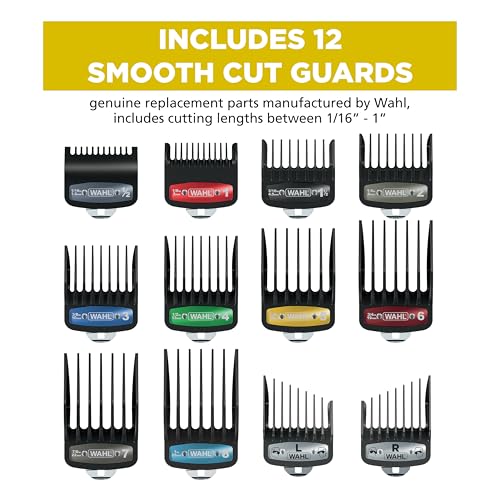 Image of Wahl Genuine SECURE-SNAP Guide Comb Set with Colored Metal Clips & Guard Organization Caddy,12 Full Size Attachment Guards from 1 /16 inch to 1 inch for Increased Cutting Performance Grey,3291-300 (Pack of 6)