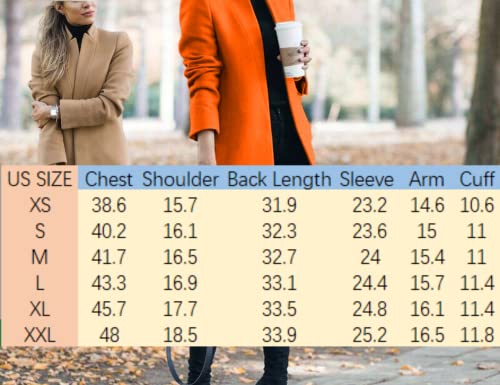 Omoone Women's Basic Stand Collar Slim Fit Jacket Pea Coat Notched Lapel Trench Coat(2410-Khaki-M) #TOP4