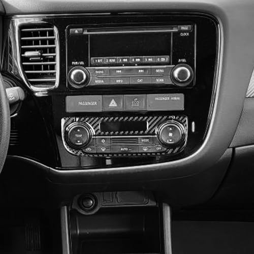 Car Interior Decoration Accessories Center Control A/C CD Panel Carbon Fiber Trim Sticker Compatible with Mitsubishi Outlander 2014 2015 2016