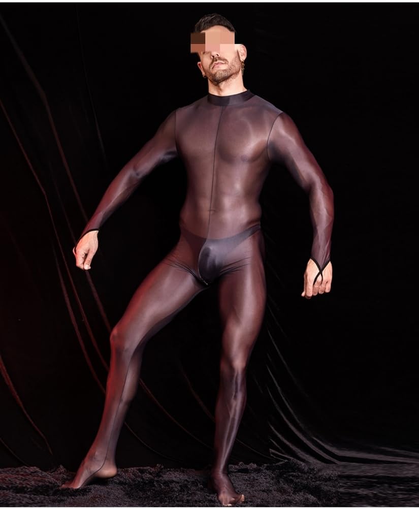 Combinaison intégrale pour Homme en Maille Sheer, col Haut, Spandex Zentai, Combinaison entièrement fermée avec Fermeture éclair, Une pièce