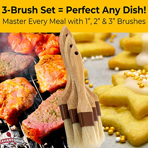 image for Avant Grub Restaurant-Grade Boar Hair Pastry and Basting Brush Set of 