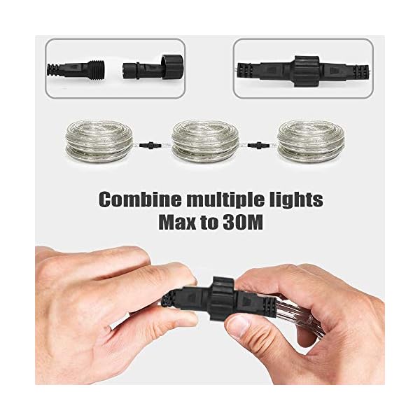 Nurkoo 10m LED Lichtschlauch, 240 LEDs Lichterschlauch IP65 Wasserfest, Lichterkette Strombetrieben mit EU-Stecker für… – Bild 6