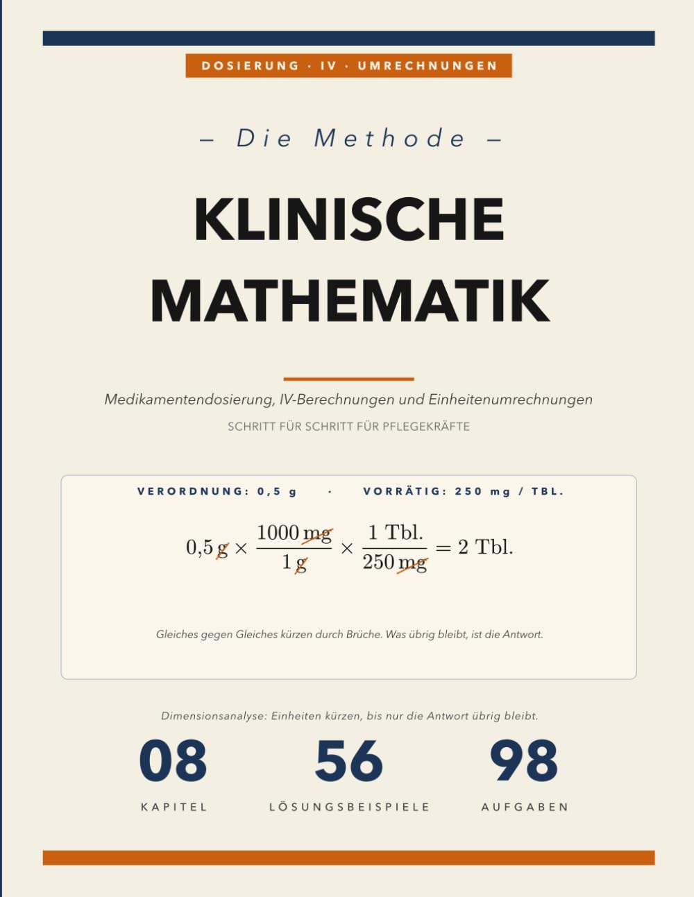 Die Methode der Pflegemathematik: Medikamentendosierung, IV-Berechnungen und Einheitenumrechnungen | Schritt für Schritt gelöst
