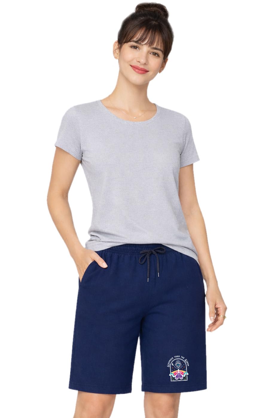 buy that trendz Womens Casual Stronger Than Strom Printed Knee Length One Side Pocket Short-picture-37