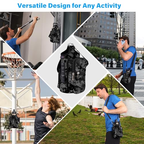Image of icolor Magnetic Gym Bag Water Bottle Holder with Phone Pockets,5 Built-in Magnets Gym Magnetic Bag Pouch Attach to Fitness Equipment,Diameter 3.9 inch Bottle Carrier Sling Bag