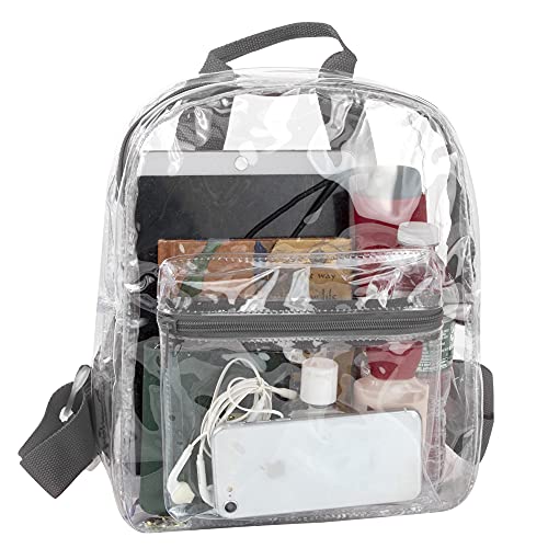 MADISON & DAKOTA Clear Mini Backpacks for Beach, Travel - Stadium Approved Bag with Adjustable Straps