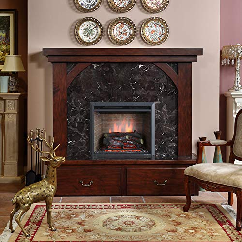 PuraFlame Western Electric Fireplace Insert with Fire Crackling Sound, Remote Control, 750/1500W, Black, 22 53/64 Inches Wide, 20 3/64 Inches High