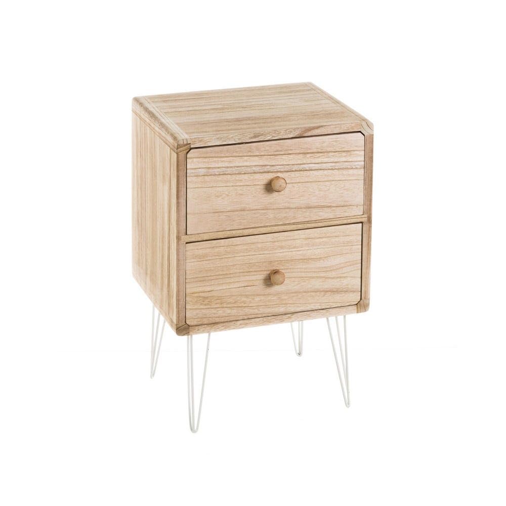 Table de chevet avec 2 tiroirs DRW pour ranger le désordre de la chambre en bois et métal