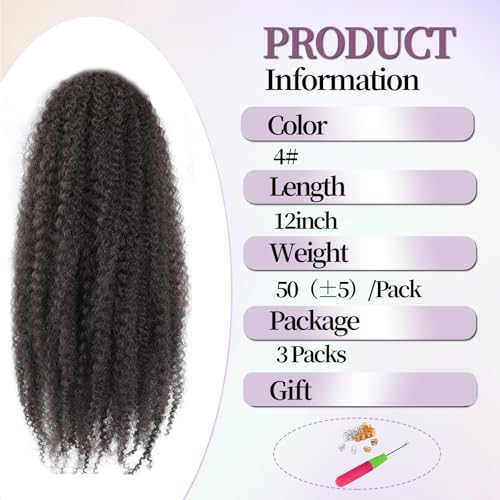 XIMENALU Marley Twist Braiding Hair Afro Kinky Curly Cuban Twist Hair Marley Twists Crochet Braids Synthetic Senegalese Twists Crochet Hair Extensions for Women (4# - Image 2