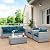 Lviden 4 Piece Wicker Patio Furniture Sets Outdoor Conversation Set PE Rattan Sectional Sofa Couch with Storage Table and Peacock Blue Cushions