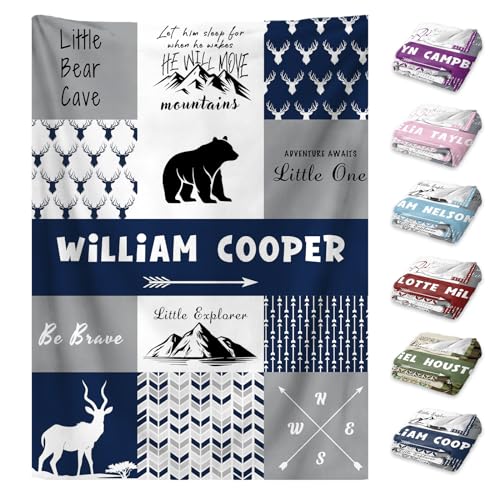 WNNNS Personalized Baby Blankets for Boys Girls Custom Baby Blanket with Name for Toddlers Kids Fleece Bed Throw Blanket Swaddle for Newborn Customized Baby Gifts for Birthday