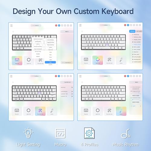 KEMOVE 60% Mechanical Keyboard, K61SE Wired Gaming Keyboard with Red Switches, Anti-Ghosting PBT-Tastenkappen LED Backlit Ultra-Compact 61 Keys Mini Keyboard, QWERTY US Layout(Weiß) – Bild 6