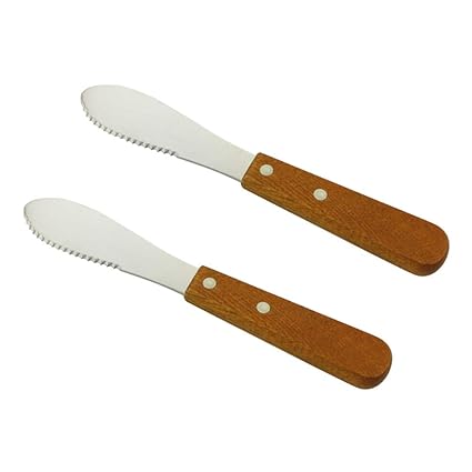 SHERCHPRY 2pcs Creamcheese Butter Straight Spreader Butter Spatula Sandwich Cutting Machine Scraper Wooden Handle Small Tools Bamboo Icing Spatula Smoother Cream Spatula