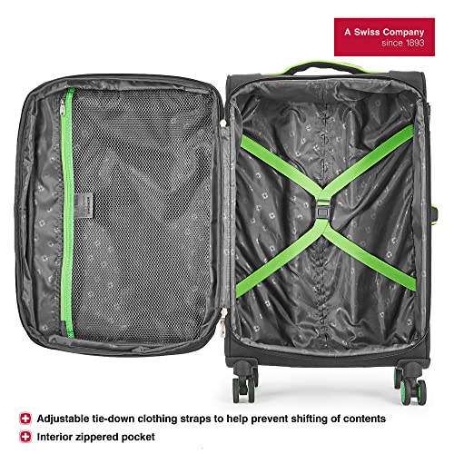 Image of WENGER Fiero-Pro Medium Softside Suitcase, 69 litres, Black /Green, Swiss Designed, 612095