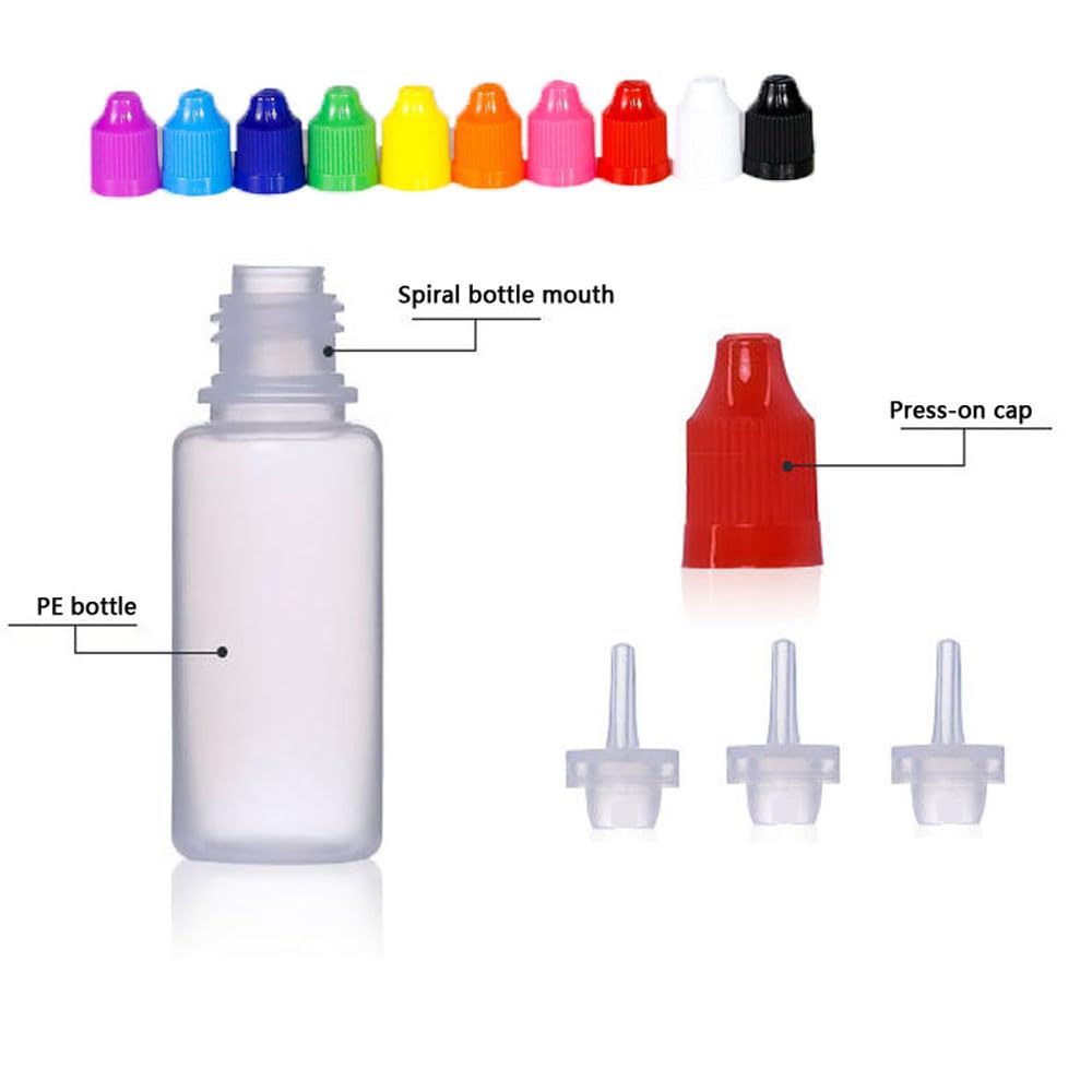 100 Stück 3/5/10/15/20/30/50/100/120 ml Leere LDPE Nachfüllbare Kunststoff-Squeeze-Tropfflasche Mit Abnehmbarer Kappe Flüssigkeits Füll Behälter Wasser Farbe Tinte Container (Himmelblau,120ml)