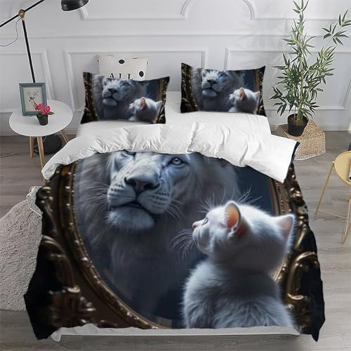 Housse de couette animaux imprimé 3D en microfibre résistante pour lit double enfants - 6