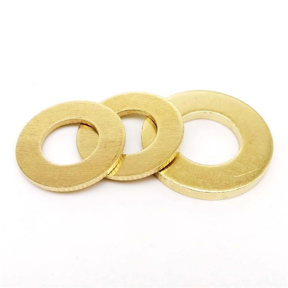 Assortiment de rondelles plates en laiton massif et cuivre, tailles mixtes M2, M2,5, M3, M4, M5, M6, M8