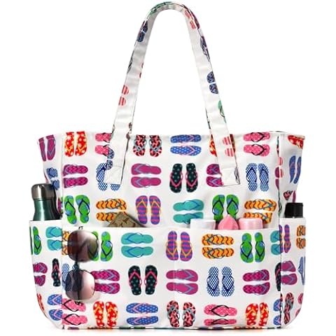 oscaurt Waterproof Beach Tote Bag with Wet Pocket Cover