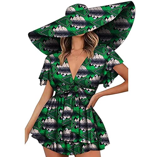 Image of Afrilisco African Dresses for Women with Kente Hats Ankara Print African Clothing Lady Dashiki Party Outfits Sexy Club Dress