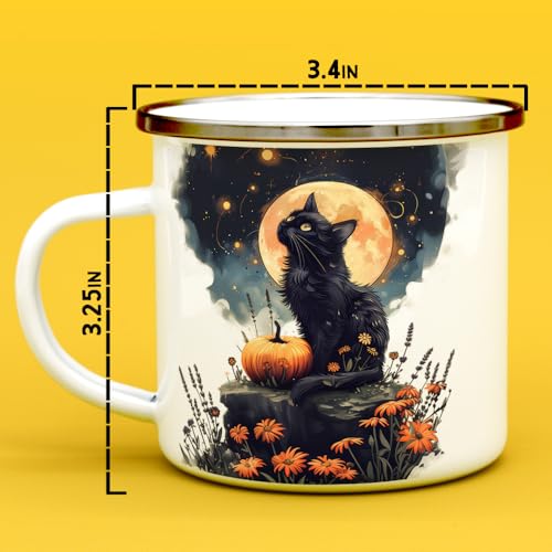 Taza de camping esmaltada gato negro 12oz miniatura 5