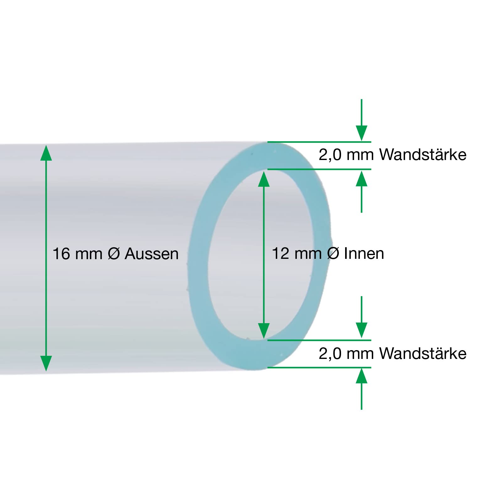 Wagner GREEN PVC Schlauch 12/16 mm glasklar transparent, Belüfterschlauch für Teiche und Aquarien (50 mtr.)…
