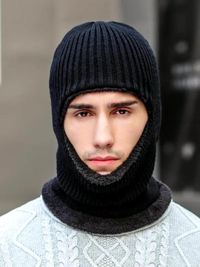 Lyonardo Woolen Winter Warm Snow, Fleece Full face Cover Monkey Cap for Men, Women (in, Alpha, M, Black) 4