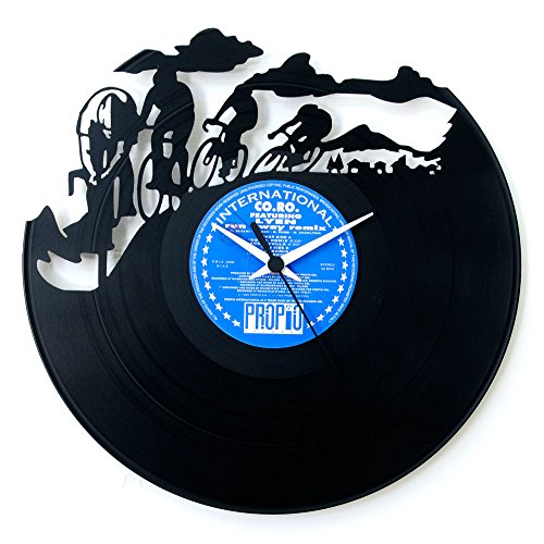 Uhren, Geschenkidee, Mountainbike, Geschenkidee für Radfahrer, Uhr aus Vinyl, Wanduhr, Fahrradzubehör, Giro d‘Italia, Tour de France, original,