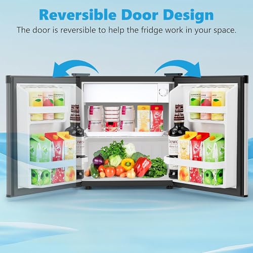 Image of Antarctic Star Mini Fridge with Freezer, Rated 1.6 cu.ft, Small Upright Refrigerator with Removable Shelves, 7 Adjustable Thermostat, Low Noise for Bedroom /Apartment /Office,Silver