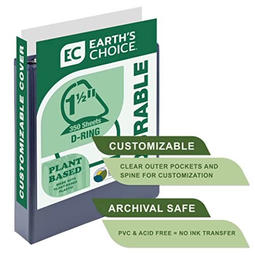 Image of Samsill Plant-Based 1.5 Inch Durable D-Ring, View Binder, Eco-Friendly, USDA Certified Biobased, Single, Indigo