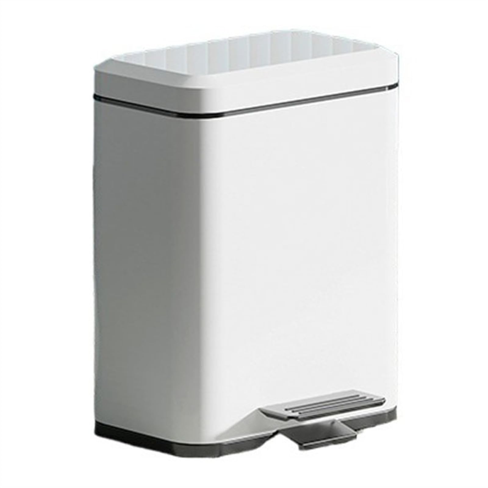 Papelera de Escritorio Bote de basura de cocina de cierre suave con tapa, bote de basura con escalón de acero inoxidable, bote de basura con pedal antihuellas con cubo interior extraíble for oficina e