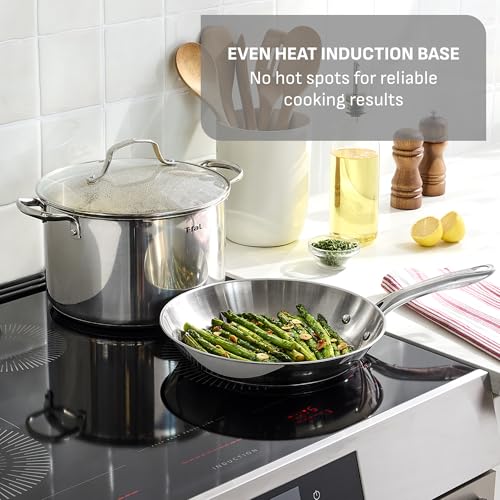 Image of T-Fal Gourmet Stainless Steel Fry Pan 8.5 Inch Induction Compatible Skillet Pan, Fast and Even Heating, Oven Safe to 500F, Professional Grade Cookware for Home Chefs